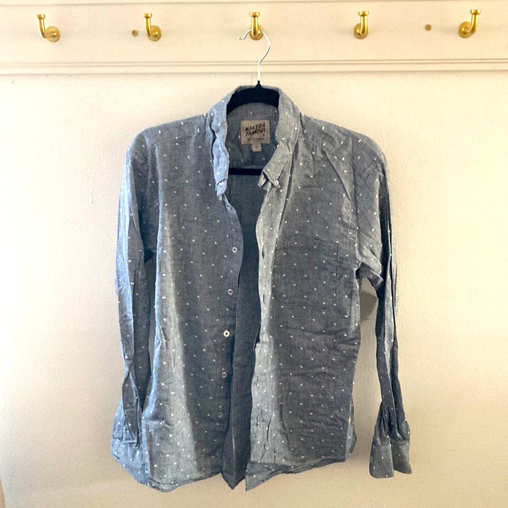 Naked & Famous Dobby Chambray Bowtie Button Down Shirt